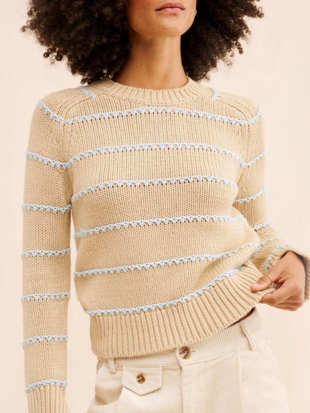 Madewell cream and blue striped knit
